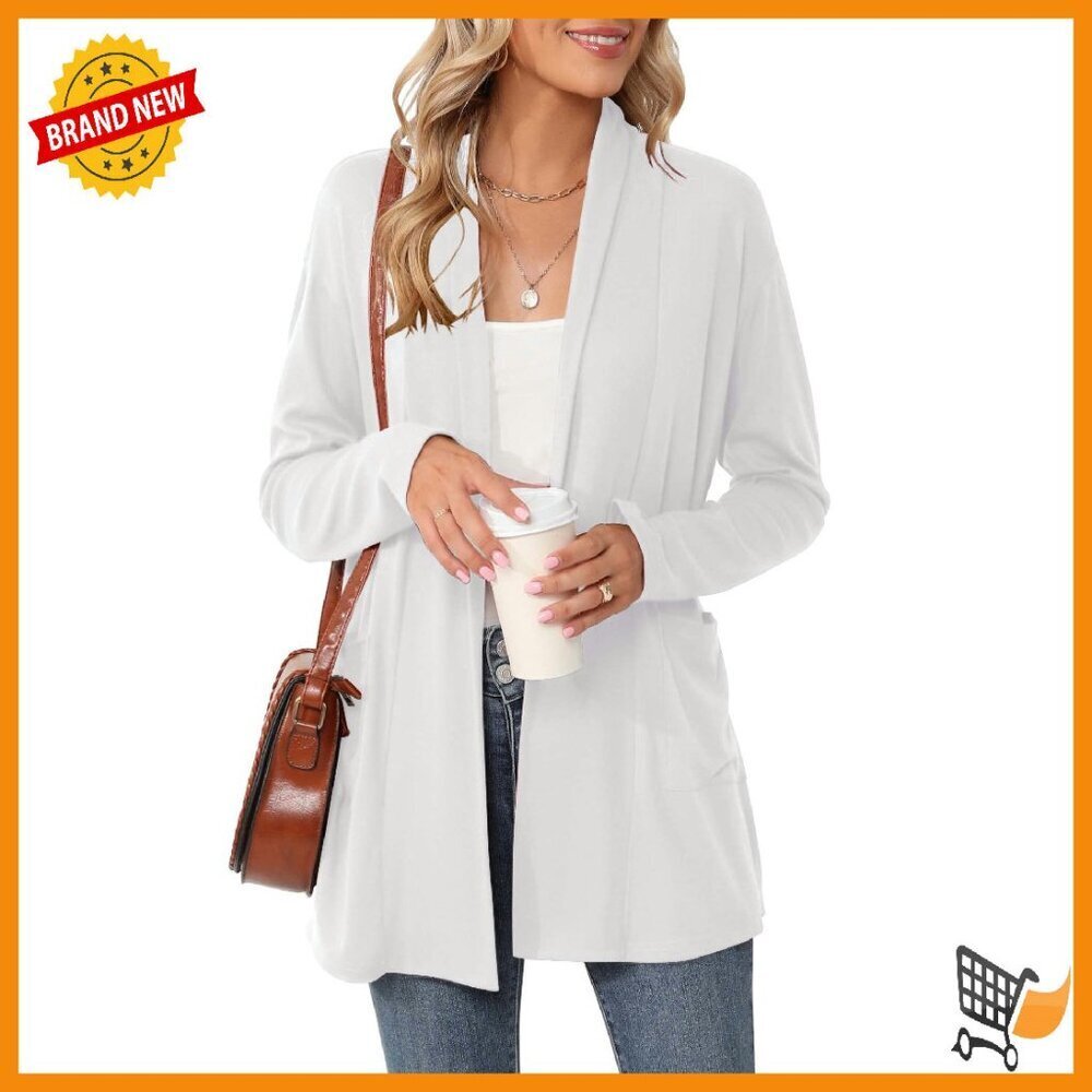 Long Sleeve Open Front Cardigan with Pockets Lightweight Loose Fit